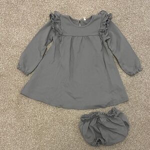 Quincy Mae Charcoal Ruffle Dress Set